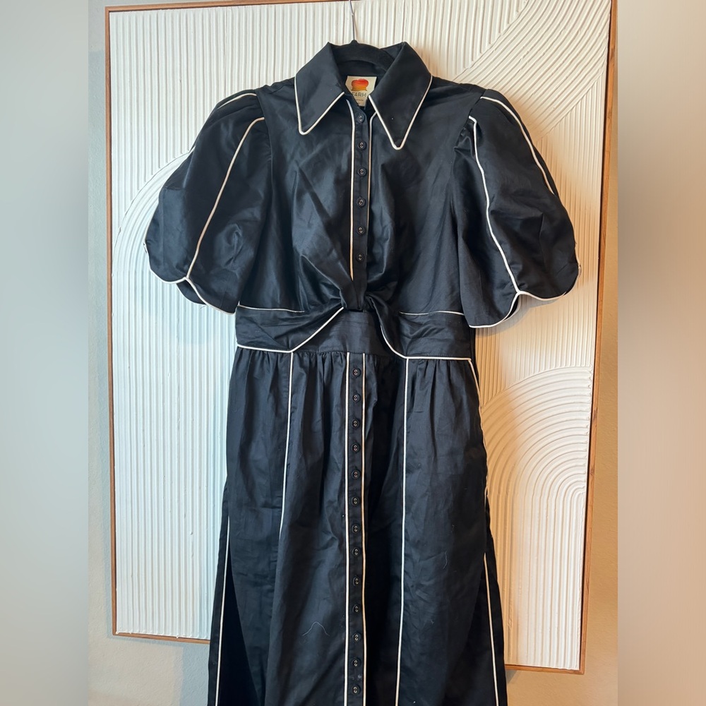 FARM Rio Black Dress with White Contrast Detail - Picture 10 of 12